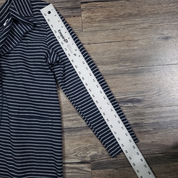 J jill blue grey stripes blazer medium women - Picture 10 of 10